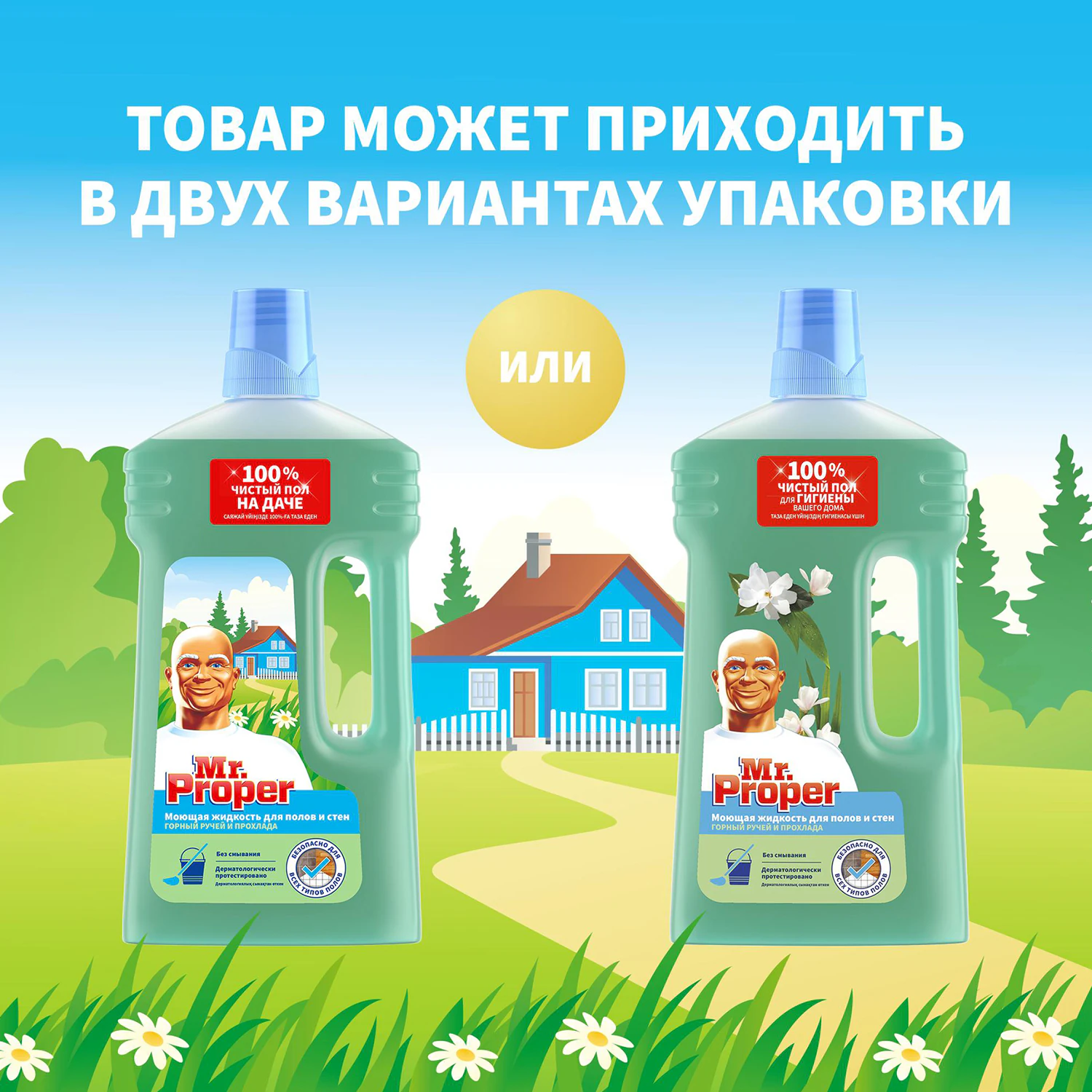 Моющая жидкость для полов и стен Mr.Proper Горный ручей и прохлада 1 л